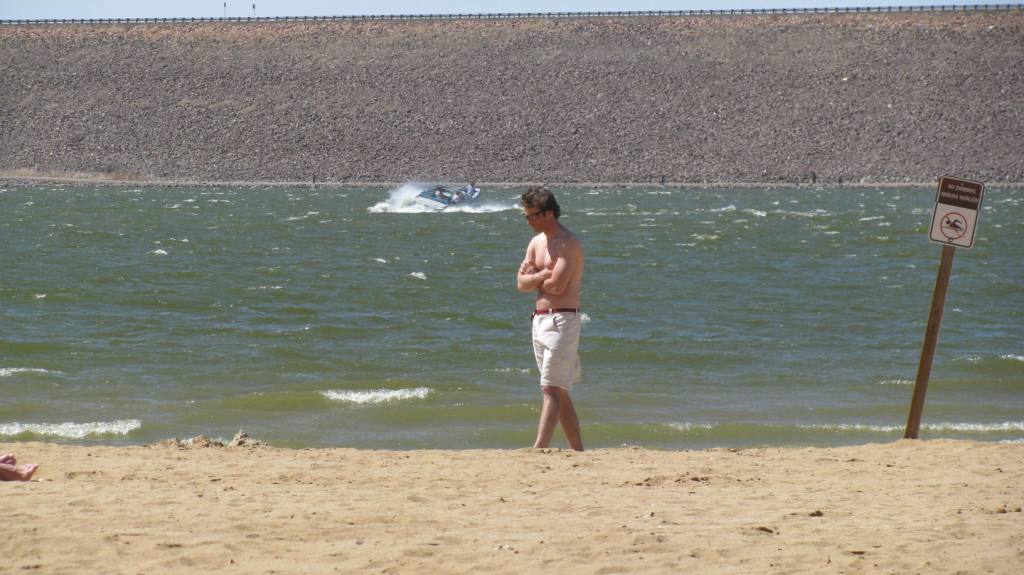 Adam Walking on the beach